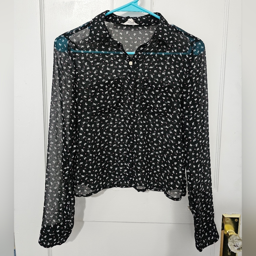 Aeropostale Butterfly-Patterned Sheer Top